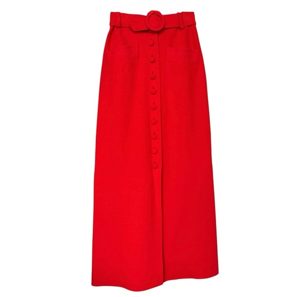 Vintage 60s 70s Skirt & Jacket Two Piece Set Sz XXS XS Red Wool Blend Retro Mod - Picture 6 of 12